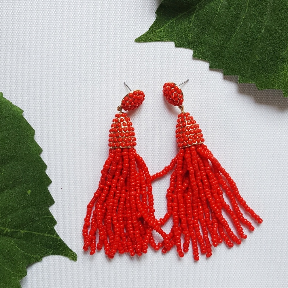 Baublebar Red Beaded Tassel Earrings